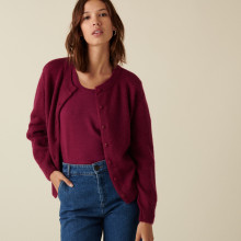 Buttoned cardigan with mohair shoulder pads - Aloise