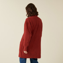 Long alpaca wool cardigan with balloon sleeves - Damy