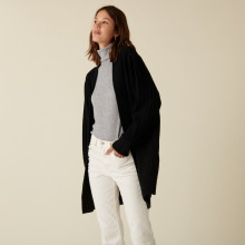 Long alpaca wool cardigan with balloon sleeves - Damy