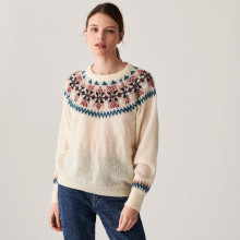 Raglan-sleeved mohair sweater with jacquard pattern - Celine