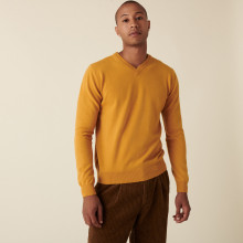 Pull col V en cachemire - Evann 7460 tournesol - 89 Moutarde