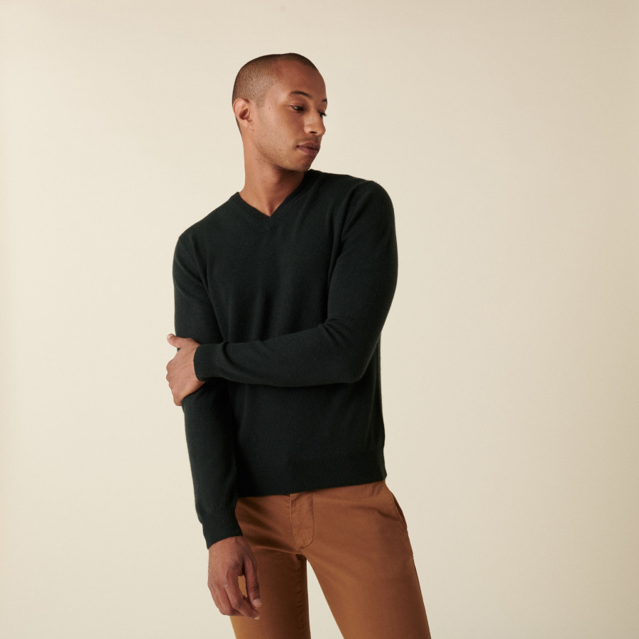 Pull col V en cachemire - Evann 7451 bronze - 21 Vert foncé Pull col V en cachemire - Evann 7451 bronze - 21 Vert foncé