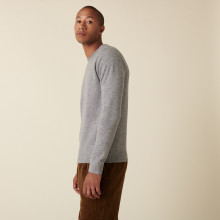 Pull col rond en cachemire à finitions roulotées - Ernest 7411 volute - 09 Gris moyen