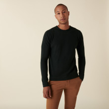 Pull col rond en cachemire à finitions roulotées - Ernest 7451 bronze - 21 Vert foncé