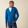 Gilet boutonné avec logo en laine mérinos - Etienne 7443 Paon - 06 Bleu moyen