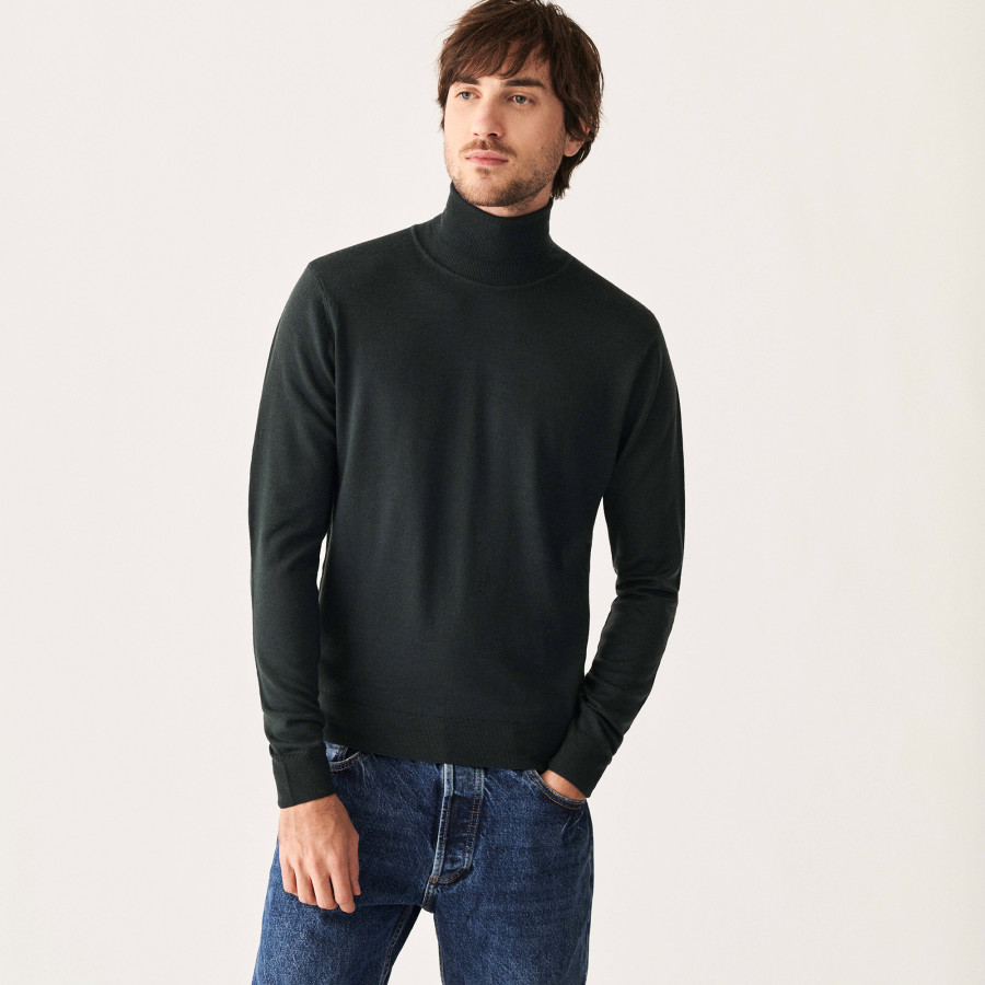 Pull col roulé avec logo en laine mérinos - Enzo 7451 bronze - 83 Kaki Pull col roulé avec logo en laine mérinos - Enzo 7451 bronze - 83 Kaki