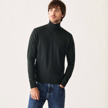 Pull col roulé avec logo en laine mérinos - Enzo 7451 bronze - 83 Kaki