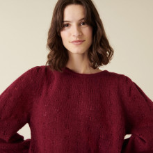 Pull à jeux de point fantaisie en mohair - Camelia 7482 griotte - 51 Bordeaux