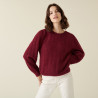 Pull à jeux de point fantaisie en mohair - Camelia 7482 griotte - 51 Bordeaux