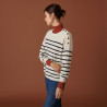 Two-tone round-neck button-down sweater in cashmere - Dalton