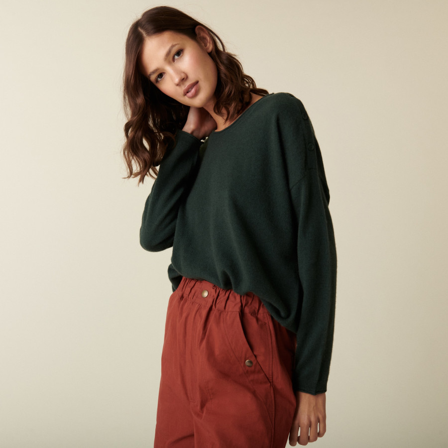 Loose-fit round-neck cashmere sweater - Acene Loose-fit round-neck cashmere sweater - Acene