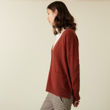 Buttoned V-neck cardigan with cashmere pockets - Achille