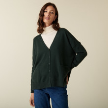 Buttoned V-neck cardigan with cashmere pockets - Achille