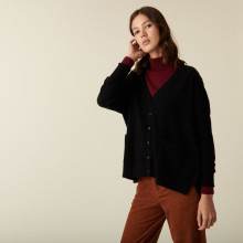 Buttoned V-neck cardigan with cashmere pockets - Achille