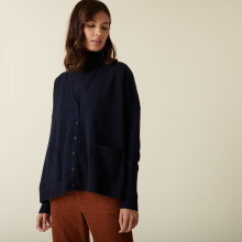 Buttoned V-neck cardigan with cashmere pockets - Achille