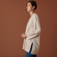 Oversized slit sweater in cashmere and recycled wool - Darius