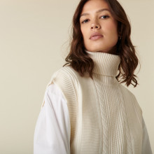Sleeveless turtleneck sweater in merino wool - Claudia