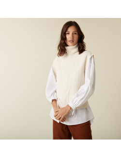 Sleeveless turtleneck sweater in merino wool - Claudia