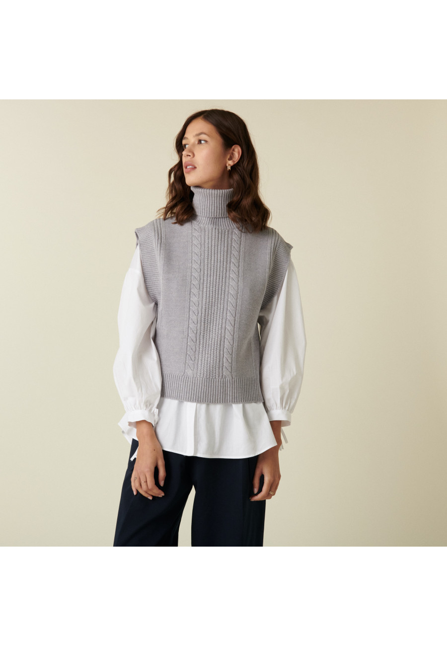 Sleeveless turtleneck sweater in merino wool - Claudia Sleeveless turtleneck sweater in merino wool - Claudia