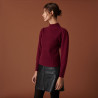 Pull en cachemire col montant en maille côtelée - Carene 7482 griotte - 51 Bordeaux