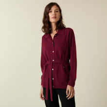 Buttoned cashmere jacket with polo collar - Clemence