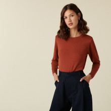 Merino wool round-neck jersey sweater - Asena