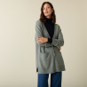 Long cardigan col V en cachemire à fentes et poches - Aden 7452 amande - 94 Vert amande