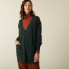 Long cardigan col V en cachemire à fentes et poches - Aden 7451 bronze - 83 Kaki
