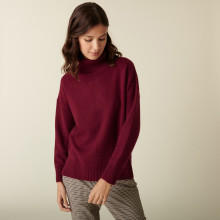 Pull col roulé à fentes en cachemire 4 fils - Adena 7482 griotte - 51 Bordeaux