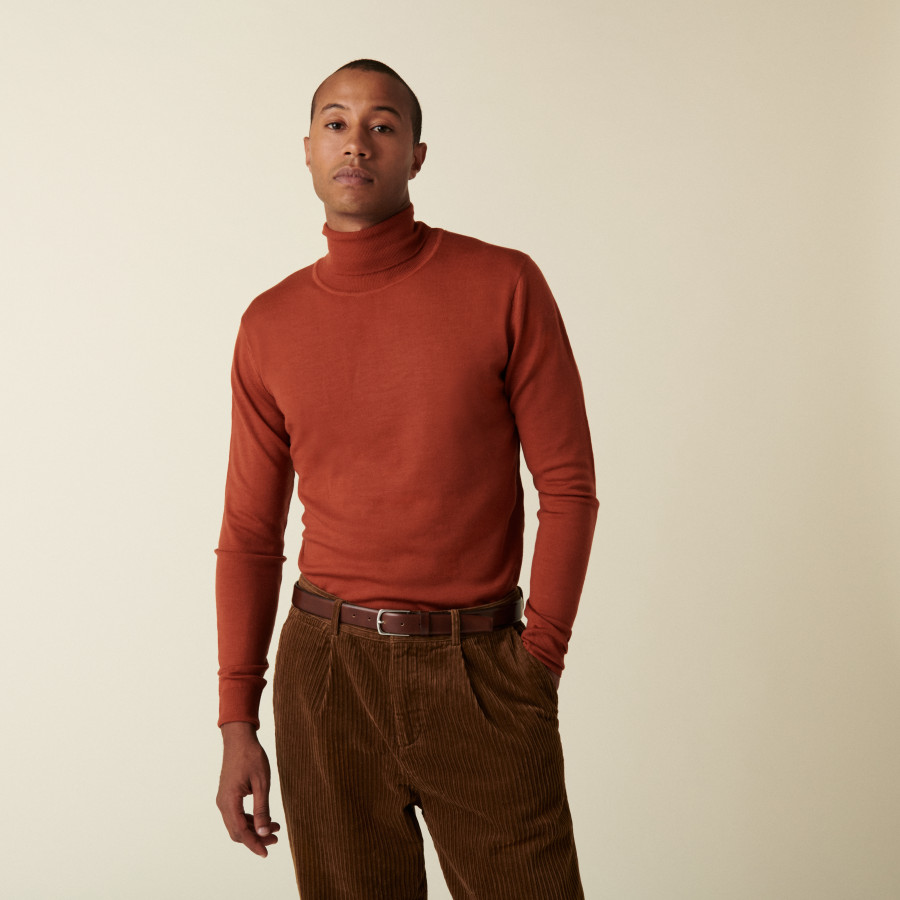 Pull col roulé avec logo en laine mérinos - Enzo 7461 cognac - 92 Rouille Pull col roulé avec logo en laine mérinos - Enzo 7461 cognac - 92 Rouille
