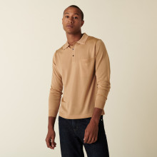 Polo manches longues homme en Fil Lumière Boris 2187 camel - 88 Camel