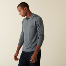 Polo manches longues homme en Fil Lumière Boris 2188 metal - 10 Gris foncé
