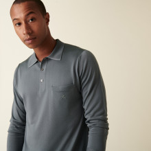 Polo manches longues homme en Fil Lumière Boris 2188 metal - 10 Gris foncé