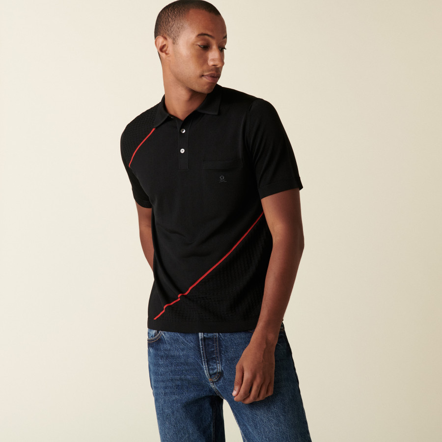 Polo en Fil Lumière bicolore - Daly 0307 noir - 01 Noir Polo en Fil Lumière bicolore - Daly 0307 noir - 01 Noir