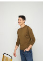 Pull col rond avec logo en laine mérinos - Eddie 7650 kaki - 83 Kaki