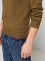 Pull col rond avec logo en laine mérinos - Eddie 7650 kaki - 83 Kaki