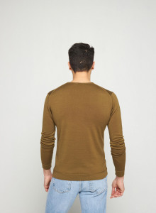 Round-neck merino wool sweater with rolled finishes - Rythme