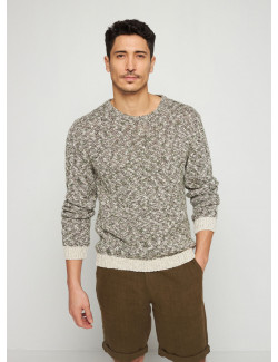 Round-neck linen and cotton sweater - Rainbow