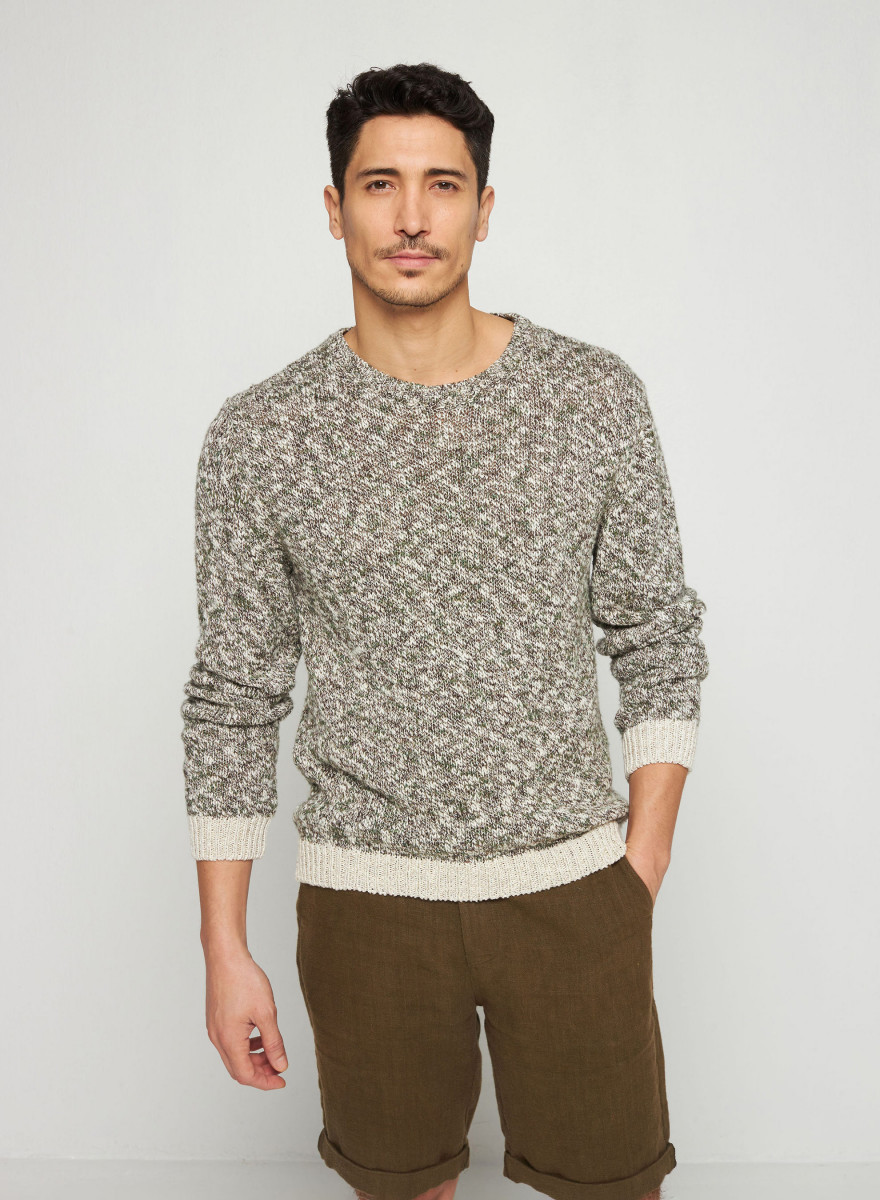 Round-neck linen and cotton sweater - Rainbow Round-neck linen and cotton sweater - Rainbow