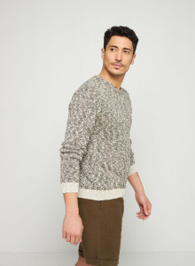 Round-neck linen and cotton sweater - Rainbow