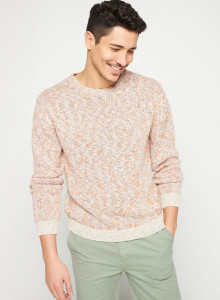 Round-neck linen and cotton sweater - Rainbow