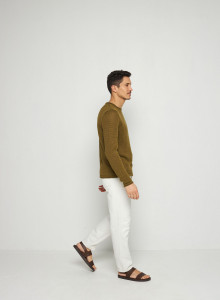 Pull col rond en lin - Rudy 7650 kaki - 83 Kaki