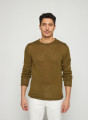 Pull col rond en lin - Rudy 7650 kaki - 83 Kaki