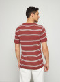 T-shirt à rayures en lin flammé - Remi 7727 argile - 51 Bordeaux