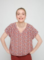 Short-sleeved patterned blouse in viscose warp and weft - Serena