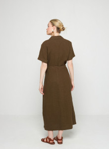Robe chemise manches courtes en lin -Tori 7650 kaki - 83 Kaki