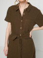 Robe chemise manches courtes en lin -Tori 7650 kaki - 83 Kaki