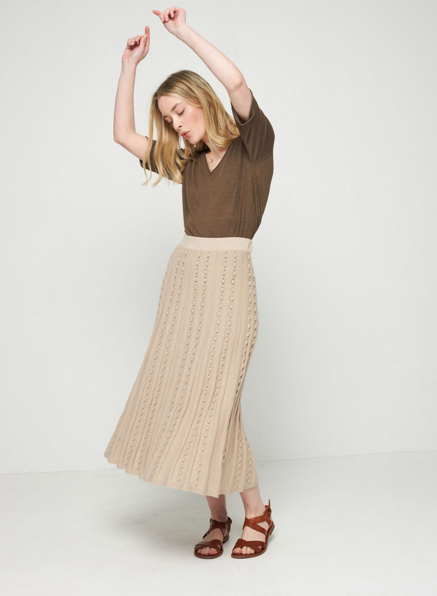 Jupe longue en coton bio - Sixtine 7620 raphia - 12 Beige clair Jupe longue en coton bio - Sixtine 7620 raphia - 12 Beige clair