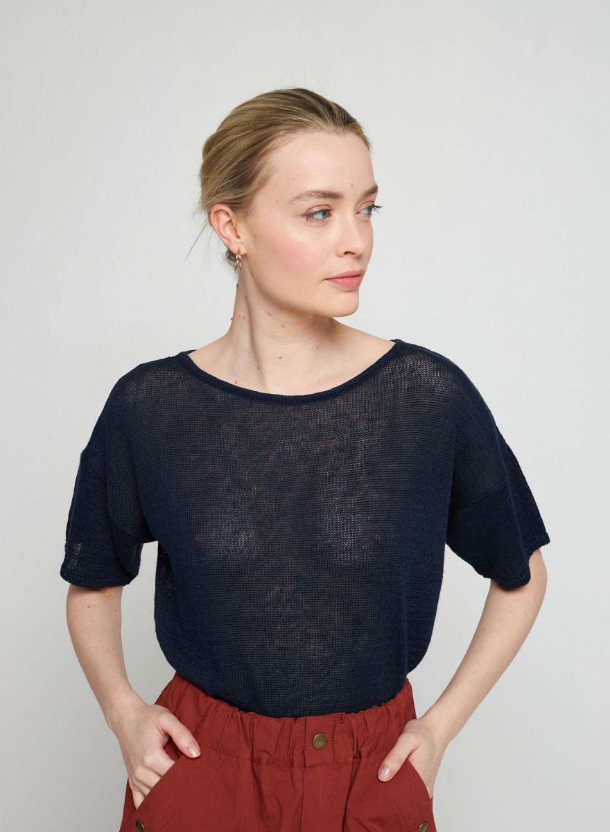 Linen Button Back T-Shirt - Tilla Linen Button Back T-Shirt - Tilla