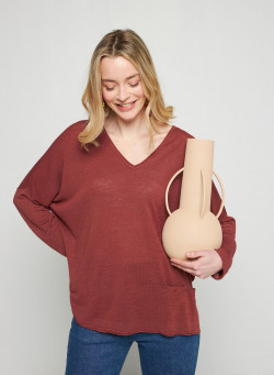 T-shirt ample en lin flammé - Balou 7630 argile - 51 Bordeaux